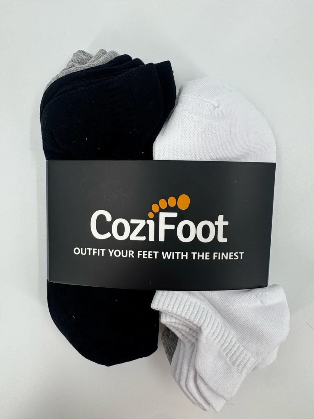 NWT CoziFoot Men's No-Show Socks Pack - Black, White, Gray